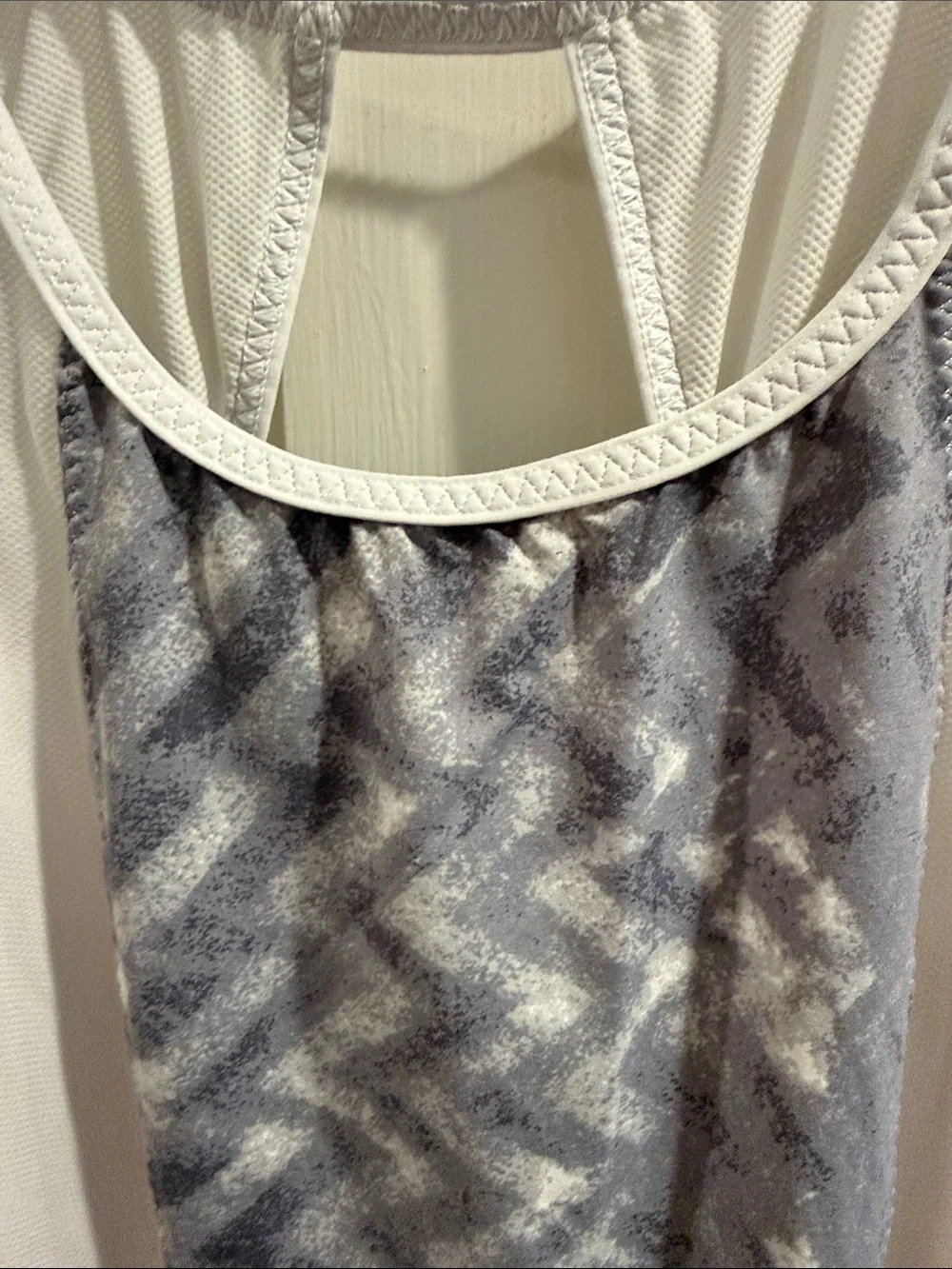 lululemon athletica White Tank Top with Gray Chevron Front